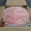 IBUYKE Faux Fur Vanity Stool Chair, Furry Makeup Stool Ottoman, Soft Padded Seat, Round Footrest Footstools with 4 Metal Legs, for Living Room Bedroom Entryway, Pink LG-32P