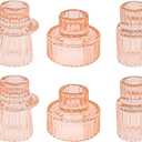 Double Sided Vintage Ribbed Taper Glass Candle Holders,Tea Candle Holder for Table Centerpieces, Wedding Decorations and Dinner Parties (Orange Pink, 6 PCS)