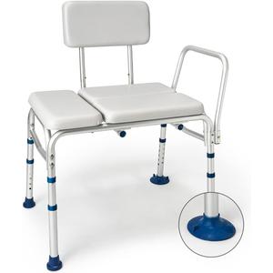 GreenChief Padded Shower Bench for Bathtub 500 LBS - Heavy Duty Shower Chair Adjustable, Transfer Bench with Arms and Backrest for Elderly, Tub Transfer Shower Seat Bath Chair for Inside Shower