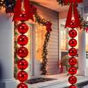 Silipull 2 Sets Lighted Christmas Porch Decor, Giant Ball Garlands 6 ft with 18 Pcs 6" Large Xmas Ball 2 Pcs 20" Large Bows for New Year Party Decor Front Door Outdoor Indoor Tree Banister(Red)