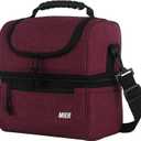 MIER Adult Lunch Box Insulated Lunch Bag Large Cooler Tote Bag for Men, Women, Double Deck Cooler (Dark Red, Large)