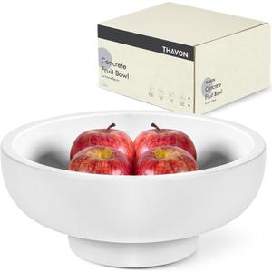 Thavon Large Decorative Bowl for Home Decor – Concrete Fruit Bowl for Kitchen Counter | Key Bowl for Entryway Table | Pedestal Bowl for Modern Decor | Coffee Table Centerpiece