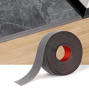 Floor Transition Strip Vinyl Self Adhesive Threshold Strip Carpet Edge Wood to Tile Laminate Flooring Gaps and Doorway Floor Cover Flat Divider Peel and Stick Trim (Gray Wood, 5cm, 20FT)