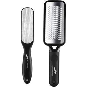 Fu Store 2 Pack Foot Files Callus Remover Stainless Steel Foot Rasp and Dual Sided Feet File Professional Scrubber Pedicure Tools Premium for Feet Care Remove Hard Skin, Black