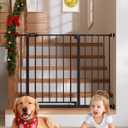 InnoTruth 29.5 - 40.75" Baby Gate for Stairs, 30" Tall Dog Gates for Doorways & Hallways, Safety Gate for Kids & Pets, Pressure-Mounted Walk-Through with Dual Lock & 2-Way Swing