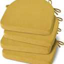 Shinnwa Kitchen Chair Cushions Set of 4, Non-Slip Dining Chair Cushions with Ties and Machine Washable Cover, 4 Pack, 17 x 16.5 x 2in, Yellow