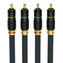 Viborg A10 RCA Cable 3.3FT/1M 2RCA to 2RCA Dual Male 24K Gold Plated Connectors Stereo Interconnect Shielded Digital & Analogue for CD Players, Amplifiers, AV Receivers, HiFi Systems