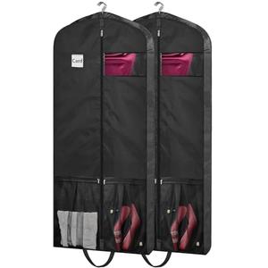 BH7STAR 54" Garment Bags for Travel, 2 Pack Dress Bag for Hanging Clothes Storage with Pockets and Clear Window, 4" Dress Storage Bag for Long Coat, Jacket, Sweater, Shirts, Suits