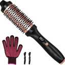Thermal Brush, Heated Round Brush, Negative lon Heated Curling Brush 1.5 Inch, 3 Temp Settings, Dual Voltage Rose Gold Update Ceramic Tourmaline