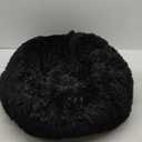 WESTERN HOME WH Calming Anti-Anxiety Donut Dog & Cat Bed, Warming Cozy Soft Round Cushion, Fluffy Faux Fur Plush Cuddler for Small Medium Dogs and Cats (27.0"L x 27.0"W x 8.0"Th, Black)