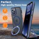 Magnetic Case for iPhone 14 Pro Max, with Invisible Ring Stand, Military Drop Protection, Shockproof Anti-Fingerprint Matte Protective Cover for iPhone 14 Pro Max, Blue