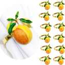 Lemon Napkin Rings Set of 12, Elegant Citrus-Themed Tableware for Summer Parties,Weddings, Thanksgiving Thanksgiving, Christmas (Yellow, One Size)