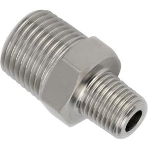 Yoebor Stainless Steel 304 Hex Nipple Covert Metric Thread to NPT Thread, M14*1.5 Male x 1/4" NPT Male Pipe Fitting 1pc