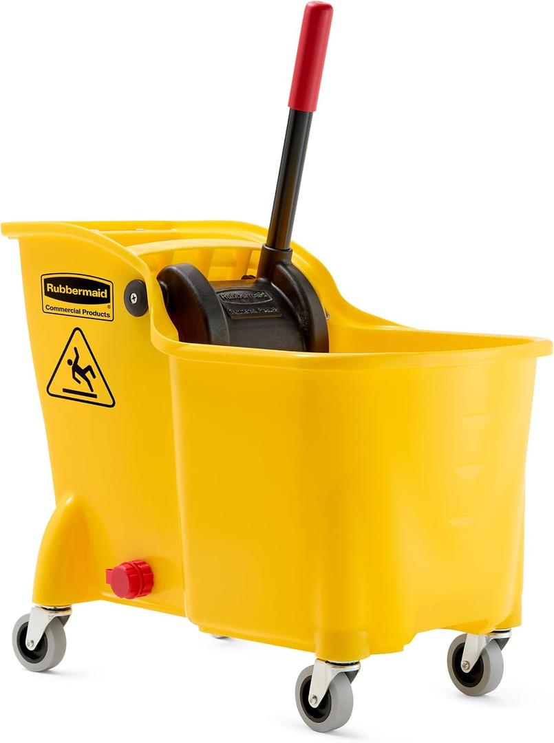 Rubbermaid Commercial 31 Quart Tandem Mop Bucket with Wringer and Drain