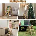 hismocal Foldable 3 Step Stool for Closet/Kitchen-Aluminium Gold Step Ladder Stools, Folding 330lbs Lightweight Ladders with Anti-Slip Wide Pedal, Portable Kids/Adults