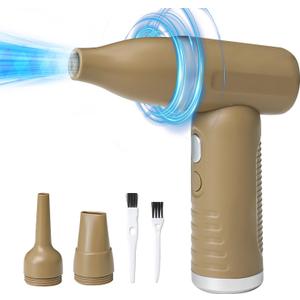 Compressed Air Duster - 3-Phase Brushless Motor, 7.2m/s Super Strong Wind, Multifunctional Jet Fan for Home, Office, Car, and More - Rechargeable and Mini Portable Design (Sandy Yellow)