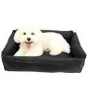 FuzzyTrek Waterproof Oxford Dog Bed, Foldable Crate Mat for Small Medium Dogs, Orthopedic Pet Cushion with PP Cotton, Chew Resistant, Anti-Slip Base, Indoor Outdoor Washable Portable Bed, Black