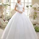 Eyekepper Double Shoulder Floor Length Bridal Gown Wedding Dress Size (04, White)