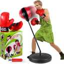ToyVelt Punching Bag for Kids Boxing Set Includes Kids Boxing Gloves and Punching Bag, Standing Base with Adjustable Stand + Hand Pump - Top Gifting Idea for Boys and Girls Ages 3-8 Years Old