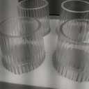 Clear Glass Vases Set of 4, Small Vases for Flowers, Flower Vase for Bouquet, Modern Ribbed Glass Vase for Living Room, Bedroom, Dining Table, Office, Wedding, Centerpieces
