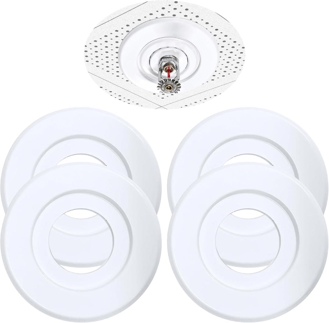 Extension Trim Ring for Recessed Fire Sprinkler Escutcheons - White Oops Ring Cover Holes Up to 5 Inches when Paired with Recessed Escutcheon - Covers Miscuts, Damaged Drywall Around Sprinkler Heads (4 Pack)