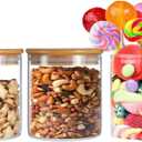 PRICE PER PIECE - SOLD PER ONE PIECE/JAR Glass Food Storage Containers Set,Airtight Food Jars with Bamboo Wooden Lids - Kitchen Canisters For Sugar,Candy, Cookie, Rice and Spice Jars (450 ML/15OZ)