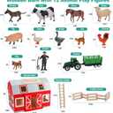 Wooden Barn Toys, Play Barn with 12 Animal Play Figures for 3+ Years Old, Toy Barn and Farm AnimalsWooden Barn Playset for Christmas Birthday Gift for Boys Girls