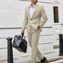 COOFANDY Men Suits Classic Fit 2 Piece Suit Set One Button Casual Blazer Wedding Bussiness Suit Separates (S)