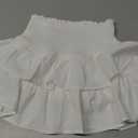 CharmWM Girls Mini Skirts Cute High Elastic Waisted Tiered Smocked Ruffle High Waisted Short Skirt with Shorts Underneath Size 9-10 Years White