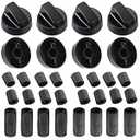 Seentech 8-Pack Universal Control Knobs with 24 Adapters Compatible with Oven/ Stove/ Range Universal Knobs Wide Application. (Black)