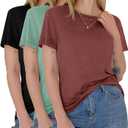 3 Pack Women's T-Shirts - Short Sleeve Spring Summer Tops Crew Neck Trendy Casual Work Soft Basic Tees for Ladies 2026, Size L
