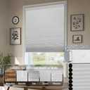 SEEYE No Drill Cordless Cellular Shades, Blackout Honeycomb Blinds for Indoor Window,Thermal Insulated Noise Reduction, Easy Install for Bedroom, Living Room, Office, White (34" W x 64" H)