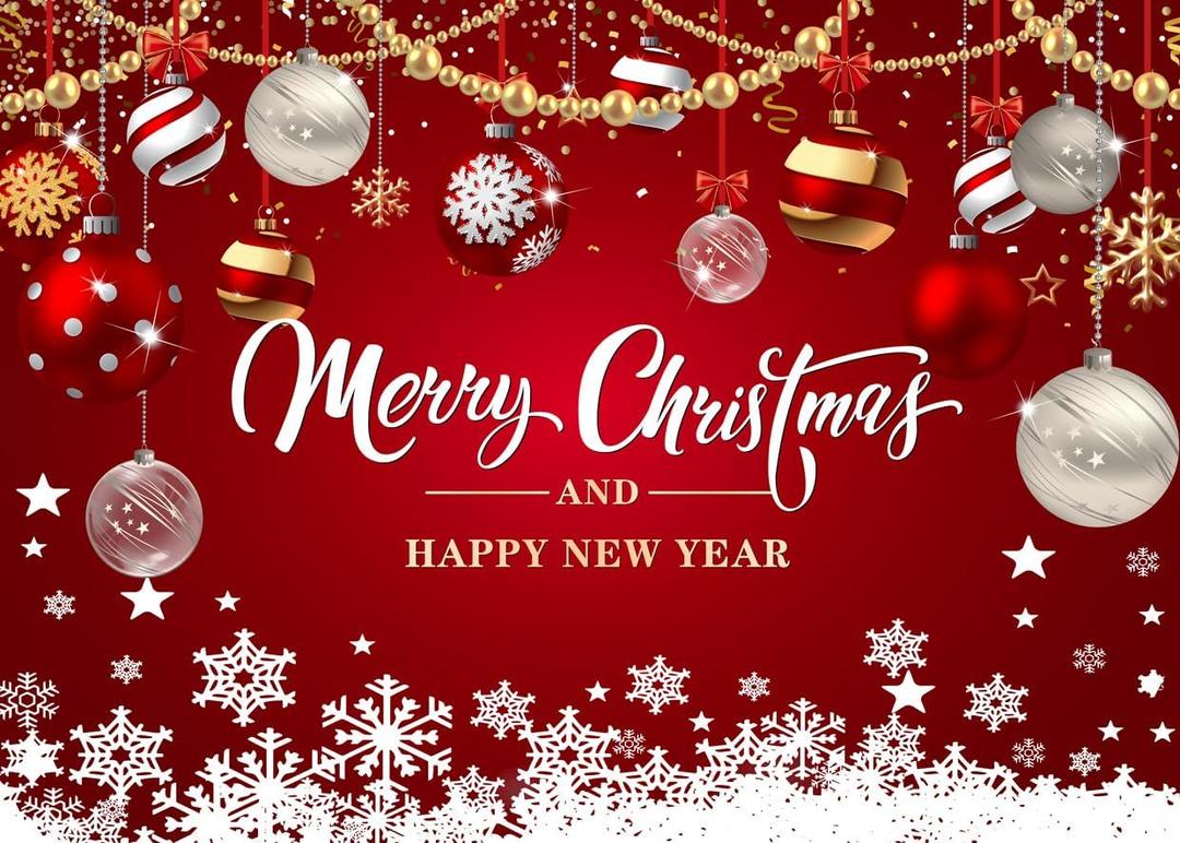 LYCGS 10x8ft Red Christmas Backdrop Merry Christmas Party Backdrop for Photography New Year Xmas Eve Party Decoration Banner X-195