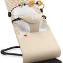 Bouncer Seat for Babies 0-12 Months, Baby Bouncer for Breathable and Comfortable Cushion, Three Height Adjustments, Baby Rocker Portable Folding and Detachable, Ergonomic Baby Seat