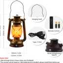 4 Pack Bronze Vintage 4 Modes Light LED Lanterns，Rechargeable Dancing Flame Lanterns Decorative Outdoor&Indoor, Remote Control Waterproof Hanging Lights for Camping,Patio Garden Pathway