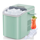 EDX Countertop Ice Maker, Self-Cleaning Portable Ice Maker Machine with Handle and Ice Scoop, Bullet Ice Cubes, 9Pcs/6Min 26.5Lbs/24H for Home/Kitchen/Bar/Party, Green