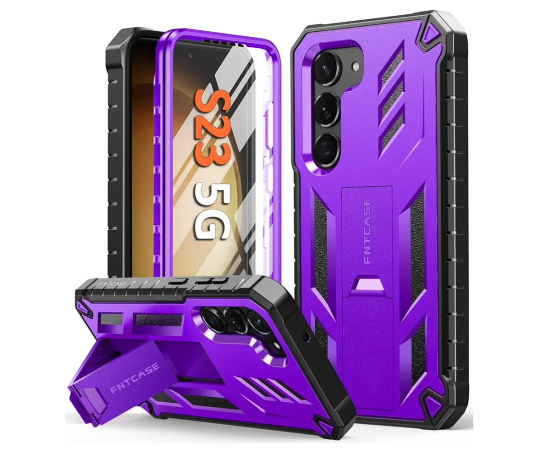 FNTCASE for Samsung Galaxy S25-Plus Case: Military Grade Rugged Cell Phone Cover with Kickstand & Holster | Shockproof TPU Protection Bumper Matte Textured Design for Samsung S24 Plus Cases (Purple)