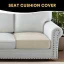 PrinceDeco Sofa Covers for Sectional Sofa, Velvet Soft Couch Covers Couch Cushion Covers Anti Slip, Stretch Sofa Slipcovers Washable Wear-Resistant Pet Friendly (1 PC Medium Seat Cover, Ivory)