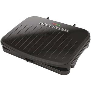 George Foreman Family-Size Grill & Panini Press, Nonstick Ceramic Coating, Fat-Removing Slope, Adjustable Angle, Indoor/Outdoor Use