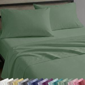 California Design Den Full Size Sheets Set - Natural 100% Cotton Sheets Full Size Bed with Deep Pockets, Soft Sateen Weave, Durable Bedding Set Pine Green