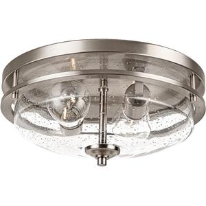 Flush Mount Ceiling Lights, 2-Light Farmhouse Close to Ceiling Light, Industrial Ceiling Lighting Fixture for Kitchen Hallway Bedroom Living Room Stairways Porch (Brushed Nickel)