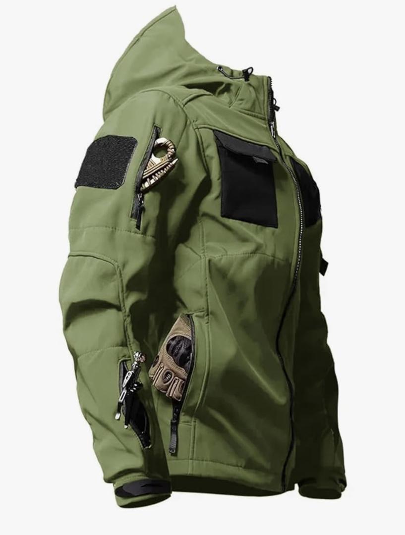 Men's Tactical Soft Shell Jacket Lightweight Water-Resistant Spring Fall Windbreaker Zip up Hooded Coat with Pockets 3XL