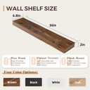 36x6.8x2 Inch Rustic Floating Shelves for Wall Set of 2 - Brown Solid Wood Wall Mounted Shelves with Invisible Bracket, Extended Design for Farmhouse Living Room Bedroom Kitchen Decor
