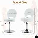 Adjustable Small Vanity Chair, 360 Swivel Vanity Stool with Folding Back for Teenager, Comfy Teddy Ottoman Stool for Bedroom, Dressing Room, Teddy Fabric, White
