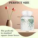 Watercolor Greenery Eucalyptus Leaves Tissue Box Cover Square Leather Tissue Holder Waterproof Facial Paper Organizer Dispenser Cube Paper Cover Case for Home Office Bathroom Vanity Countertop