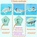 Mambobaby Float Add Tail No Flip Over Non-Inflatable Baby Swim Float Pearl Foam Solid Water Floats Smart Swim Trainer Infant Pool Float Swim Ring with Sun Canopy
