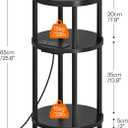 HOOBRO Small Round Side Table with Charging Station, 3-Tier Round Bamboo End Table, Compact Sofa Bedside Table for Small Space, Easy Assembly, for Living Room, Bedroom, Apartment, Black BB152UBZ01