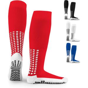LUX Anti Slip Soccer Knee Socks,Non Slip Football/Basketball/Hockey Sports Grip Socks