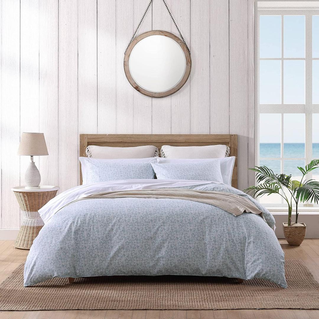 Tommy Bahama- King Duvet Cover Set, Reversible Cotton Bedding Set with Matching Shams, Coastal Home Décor (Koya Bay Blue, King)