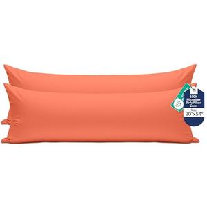 ROYALE LINENS Body Pillow Cover - Double Brushed 1800 Microfiber - 20"x54" with Hidden Zipper Closure - Wrinkle & Fade Resistant - Super Soft Body Pillowcase 2 Pack (Coral, Pack of 2)